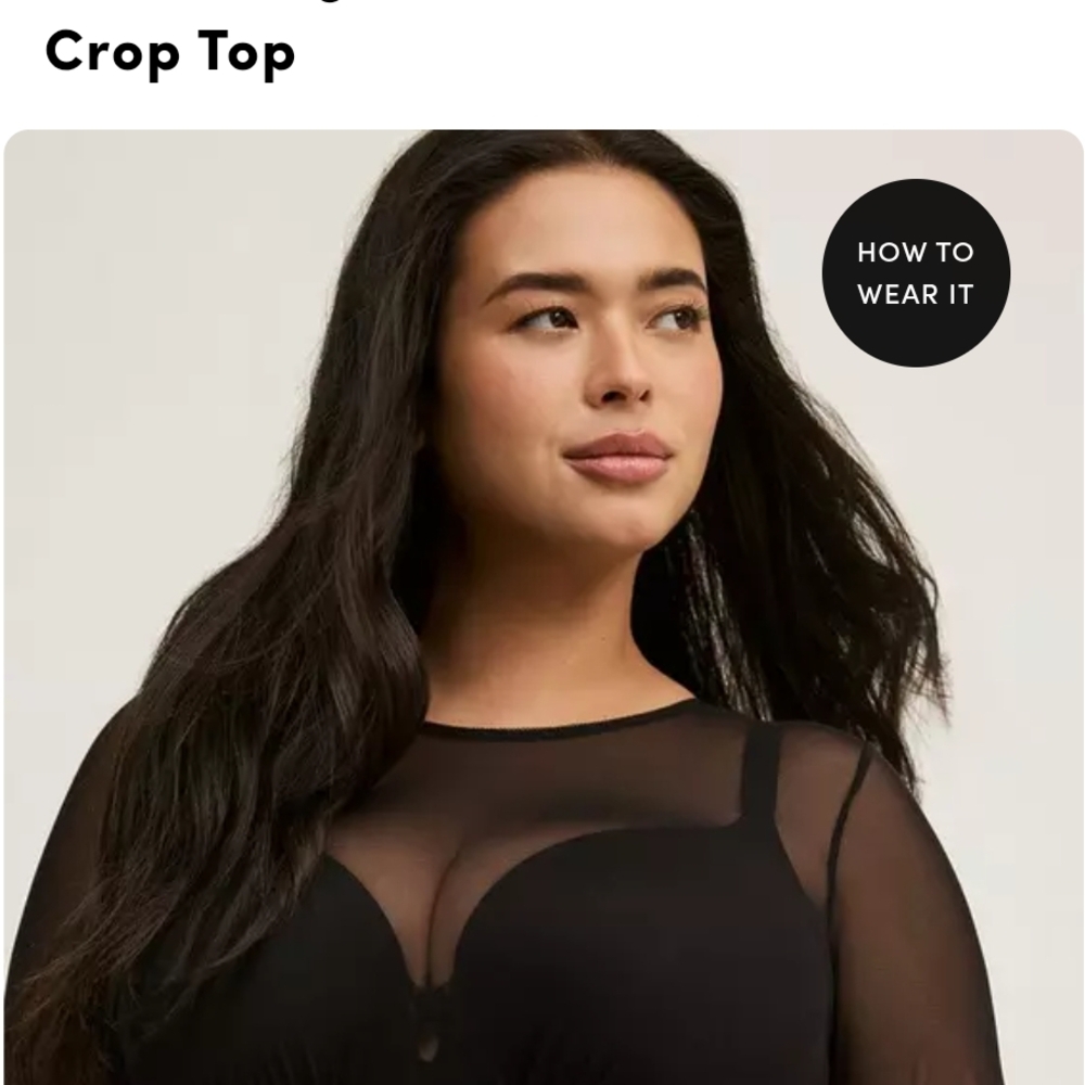 Torrid Black Sheer Crop Top Size 3 Used